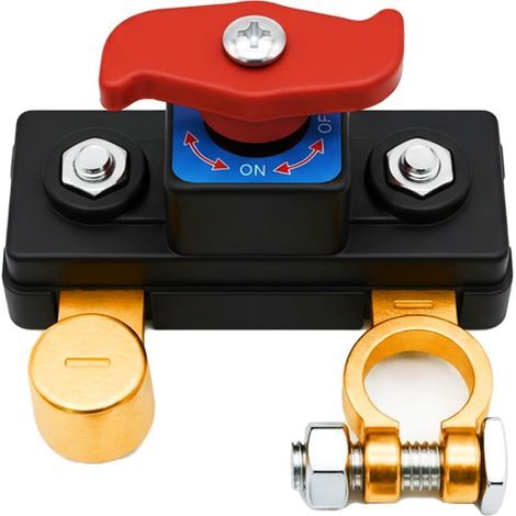 12V 24V 48V Battery Disconnect Switch Réglable Laiton Massif Interrupteur Coupe Circuit Batterie Pôle Négatif Contrôle Déconnexion de Batterie pour Camping Car Camion Bateau Tracteur Anti Décharge (1/5)