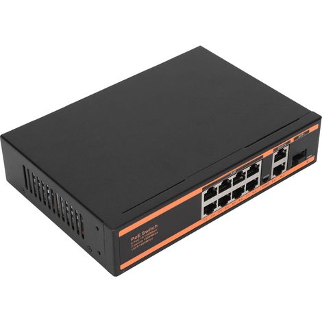 Switch PoE 10 ports compatible 802.3af, sans ventilateur, silencieux et écoénergétique, Gigabit PoE, prise UE 100-240 V (1/5)