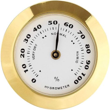 Hygromètre analogique rond en verre de 38 mm, idéal pour cave à cigares, guitare et violon. Thermomètre intégré. (1/5)