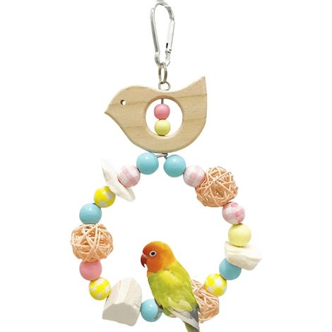 Balançoire pour oiseaux, support en bois pivotant pour perruches ondulées, inséparables et conures, jouet suspendu, grimpant et à mâcher pour petites cages à oiseaux (1/5)