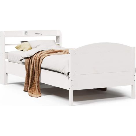 Maison Exclusive - Letto senza Materasso Bianco 75x190 in Legno Massello di Pino