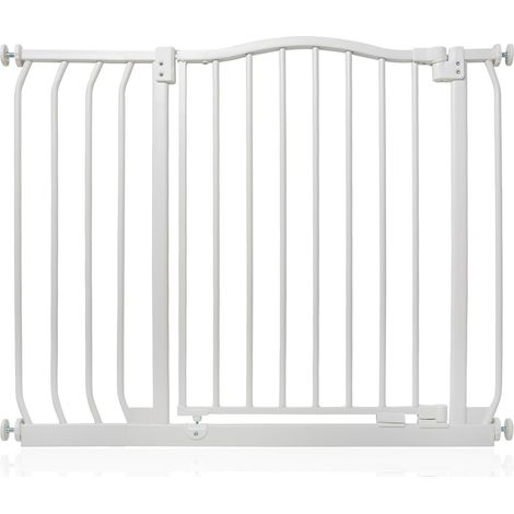 Safetots Barrière De Sécurité Supérieure Avec Design Courbé, Barrière De Sécurité À Pression, 89cm - 98cm, Blanc Mat