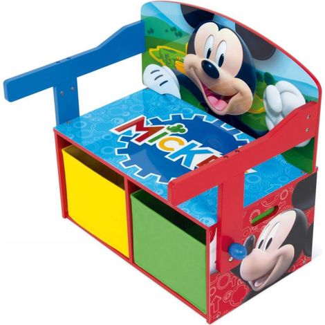 Coffre à Jouets, Banc et bureau pupitre 3 en 1 - Disney Mickey