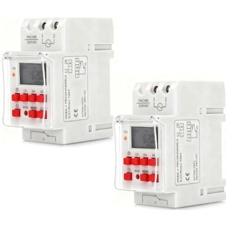 Timer for Electric Water Heater, 2 Pieces Time Switch, Digital Timer Switch 30A LCD Display Timer 1 Second Timer Digital Timer Relay (1/5)