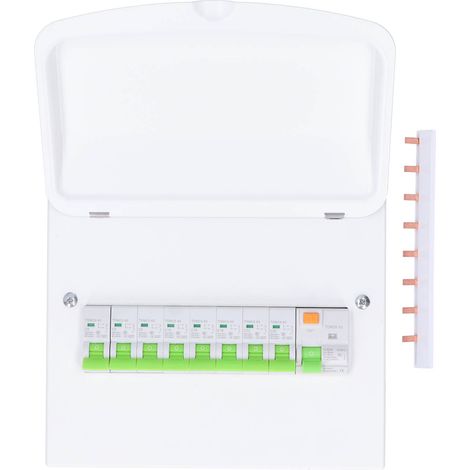 Boîte de distribution étanche 8 voies avec disjoncteur différentiel 63A 30mA RCD + 8MCB SEG‑UK, protection contre les fuites, coffret électrique pour installation extérieure. (1/5)