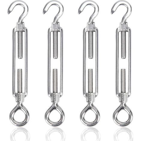 M6 Tendeur Cable 304 Acier Inoxydable Réglable Crochet De Ridoir Et Oeil Tendeur Fil a Linge Tendeurs Elastique avec Crochets Fil Cable Acier De Fer Cloture Et Corde Linge Exterieur 4pcs (1/5)