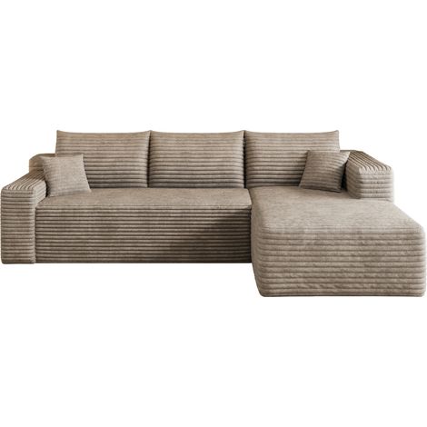 Canapé d'angle en tissu camel, profond et confortable, sans montage, livré roulé, à l'effet cocon pour le salon moderne et facile à installer CHICFURN (1/5)