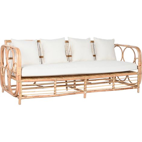 Baumwoll-Ratan-Sofa 192 x 72 x 75 mit Baumwollkissen (1/5)