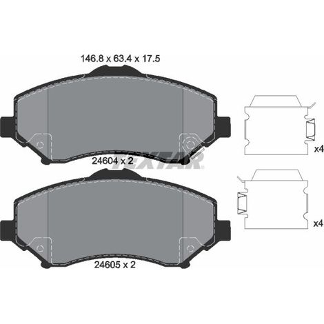 Kit de plaquettes de frein, frein à disque TEXTAR 2460402 CHRYSLER 068003701AB
