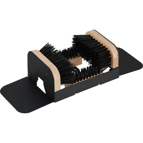 Relaxdays Gratte-pieds avec brosses tout autour, paillasson extérieur, poils résistants, fixation au sol, noir/naturel (1/5)