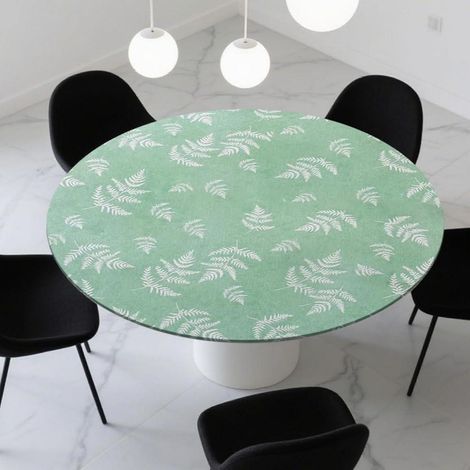 Runde Tischdecke Outdoor Wetterfest 152cm mit Gummizug, TPU, Grün Blätter