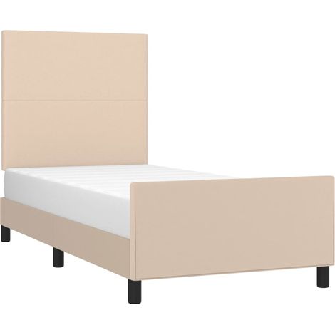 Bettgestell mit Kopfteil Cappuccino-Braun 100x200 cm Kunstleder vidaXL (1/4)