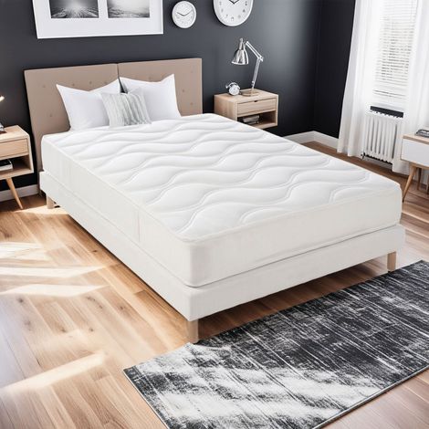 Ensemble matelas et sommier mémoire de forme 140x190cm – Fermeté ferme – Épaisseur matelas 17/18cm – Sommier 12 lattes 13cm