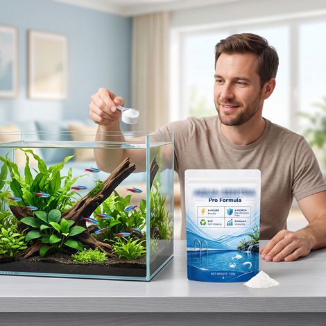 Poudre clarifiante pour purifier l'eau, la laissant claire et limpide pour le nettoyage quotidien, éliminant les impuretés et le tartre, et améliorant la turbidité de l'aquarium – 100 g (1/5)