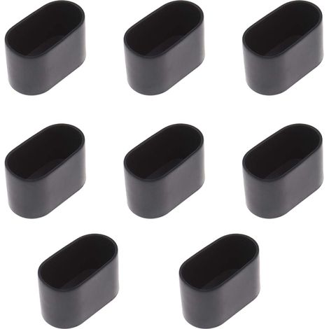 (noir) Lot de 8 embouts ovales pour pieds de table et chaises, revêtement en caoutchouc souple anti-rayures – 40 x 20 mm (noir)