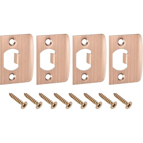 4pcs Plaque de Gâche de Porte D-Type 57x45mm Droit, Bronze Rouge (1/5)