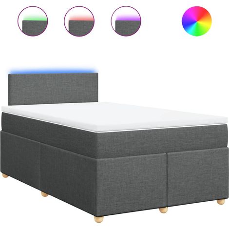 Lit double  Lit adulte  Sommier à lattes de lit avec matelas gris foncé 120x190cm tissu