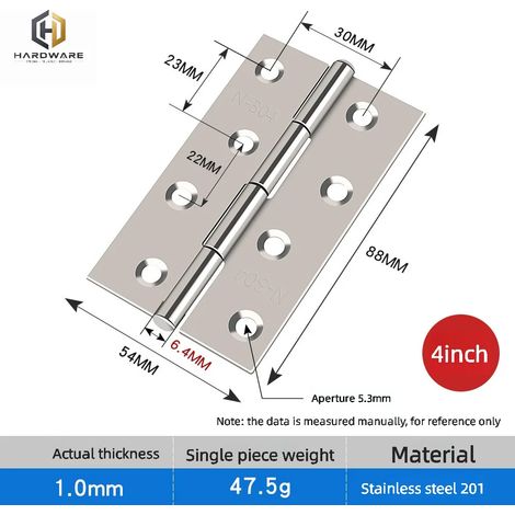 (4 pouces) Lot de 3 connecteurs de porte - Accessoires de charnières durables en acier inoxydable pour meubles, portes, placards et boîtes à bijoux. (1/5)