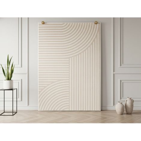 BOBOCHIC - Tapis poils ras ANNIE motif abstrait  160x230 Beige