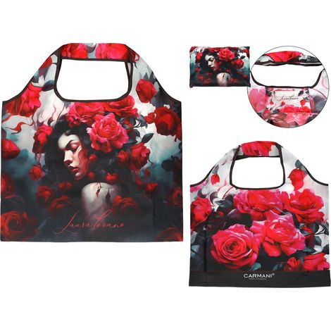 Bolsa de compras plegable de poliéster Carmani, 40x70cm - Laura Lozano/Lady's Floral Symphony (1/5)
