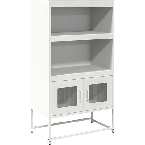Buffet haut Meuble de rangement blanc 68x39x123 cm acier (1/5)