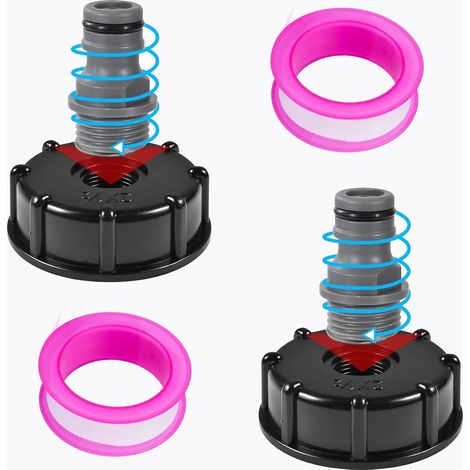 IBC Bouchon s60x6réservoir Robinet Cuve 1000l De Raccord,1/2" Bouchon Cuve 1000l Diamètre d'Entrée 60 Mm Pour Vanne De Tonne Ibc,2 Pièces Tuyau d'Arrosage 1/2" Raccord (1/5)