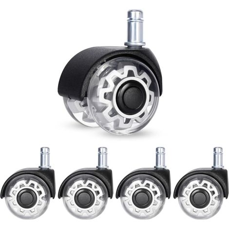 Set of 5 Replacement Casters for Office Chairs - Universal Casters 11 x 22 mm - Suitable for Hardwood Floors and Carpet (1/5)