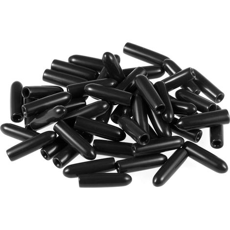 50pcs Capuchon, Diamètre 2mm, Caoutchouc Noir, Protection Vis, Pour Meubles Et Tubes