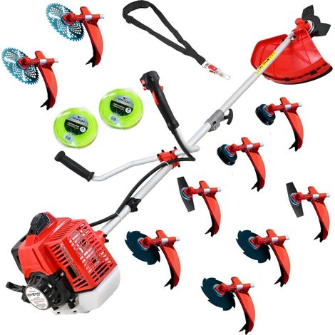 Synergy Desbrozadora Gasolina 65cc 4,9CV 10 en 1 – Motor 2 Tiempos – Discos 3 Puntas, Discos 2 Puntas, y Cabezales automaticos