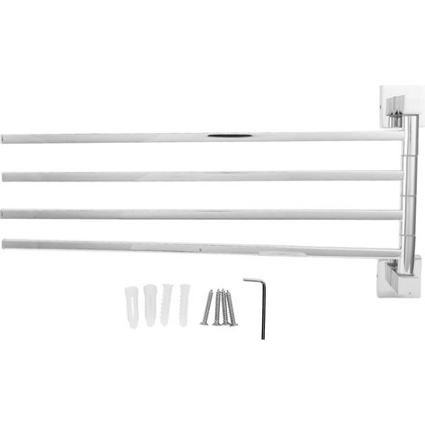 Porte-serviettes en acier inoxydable, pivotant à 180°, avec 4 barres pour salle de bain. (1/5)