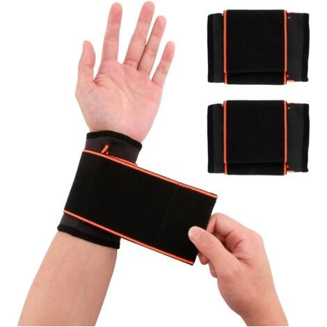 2 Support de Poignet Sport Élastique avec Compression Réglable, Protege Poignet Orthese Bandage Maintien, avec Fermeture Velcro pour Homme et Femme Tennis, Golf, Fitness, Sport (1/5)