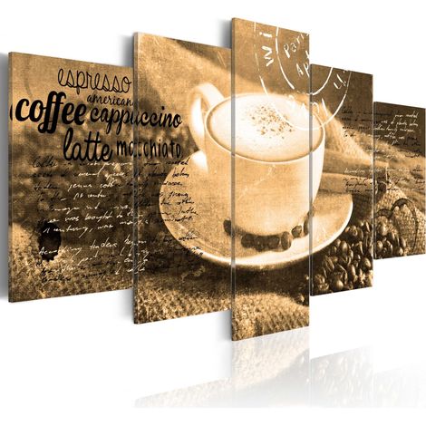 Quadro - Coffe, Espresso, Cappuccino, Latte machiato ... - sepia - 100x50 (1/4)