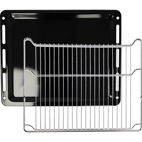 vhbw 1x baking tray, 1x oven rack (2 Part Set) compatible with Bosch HNG6764S6/01, HRG6769S6/15 Ovens - 45.5 x 36.1 / 37.5 x 3 cm