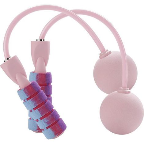 Corde à sauter sans fil pour fitness - Rose, lestée, sans noeuds, avec poignées en mousse à mémoire pour hommes, femmes, enfants (1/5)