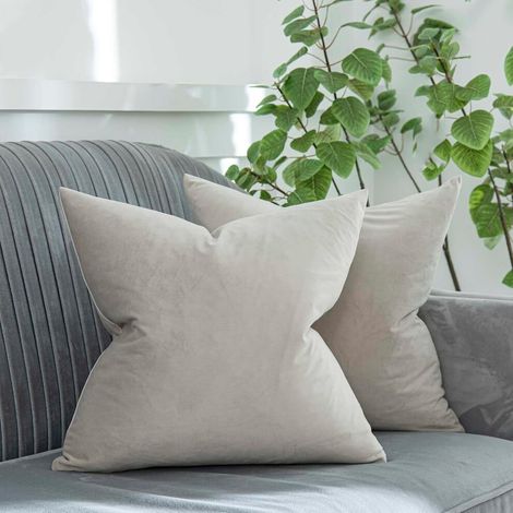Juego de dos fundas de cojín decorativas cuadradas de terciopelo suave, de color liso, ideales para la sala de estar, la cama, el sofá y el dormitorio. Medidas: 24 x 24 pulgadas.
