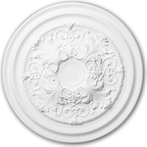 Rosetón 156001 Profhome Elemento para techo Elemento decorativo estilo Neoclasicismo blanco Ø 69,5 cm