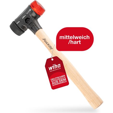 Wiha Schonhammer Safety mittelweich/hart Rund-Schlagkopf 40 I 325mm Perfekt für Pflasterhandwerk I Montage- & Werkstattarbeiten Hickory-Holzstiel (26612) (1/5)
