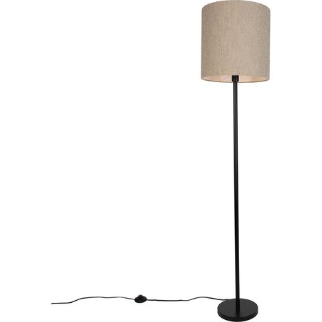 QAZQA Moderne vloerlamp zwart met beige bouclé kap 40cm - Simplo (1/5)