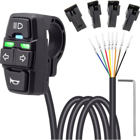 Interrupteur de clignotants pour phares de moto, 3 en 1, 22 mm, klaxon de guidon, bouton marche/arrêt, pour moto et vélo électrique (1/5)