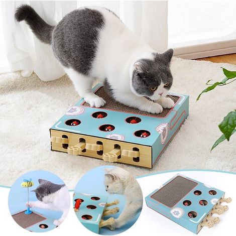 Jouet griffoir interactif en carton – Whack-a-mole – 5 trous – Pour chat – Carton ondulé (1/5)