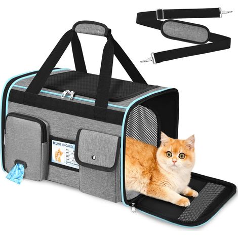 Sac de transport pliable pour animaux de compagnie, cage souple respirante pour chat et chien jusqu'à 9kg, idéal pour voyage en voiture et avion (1/5)