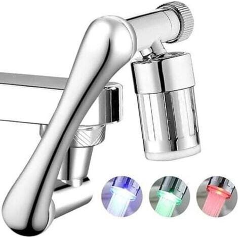 [JAMAIS UTILISÉ] Embout robinet rotatif à 1440 °,Mousseur Robinet avec Lumières LED, Aérateur de Robinet avec boutons réglables pour cuisine salle de bain (1/4)