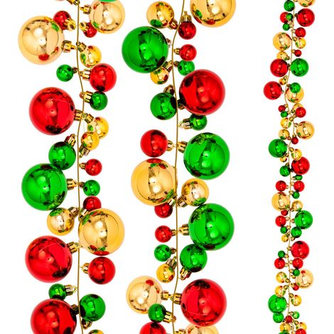 Guirlande de Boules de Noël incassables - Fournitures de fêtes de Noël - Décoration pour intérieur et extérieur, Maison, Bureau - Rouge, Vert, doré (1/5)