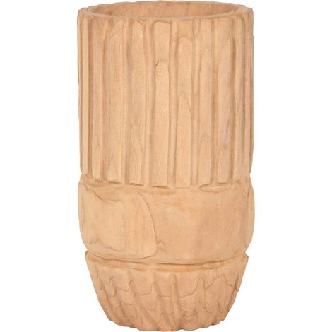 Cache-pot bois sculpté Paulownia élégant et intemporel - Bois naturel sculpté au charme authentique (1/4)
