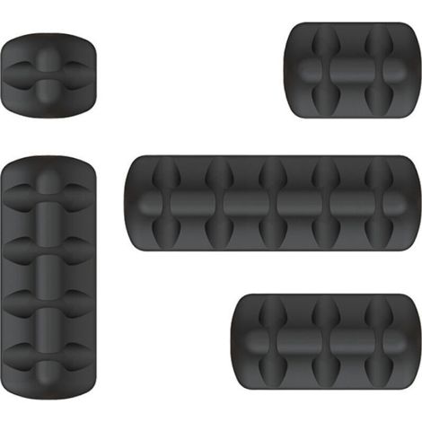 Noir Clips Câble Organisateur Bureau - Lot de 5 - Range Câbles Silicone Fixe Câble Adhésif Attache-Câble Rangement Cordon de Bureau pour Câbles de Chargeur/Souris/Écouteur/Téléphone (1/5)