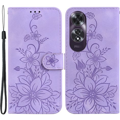Custodia a libro per Oppo A60, fiore di giglio, viola (1/5)