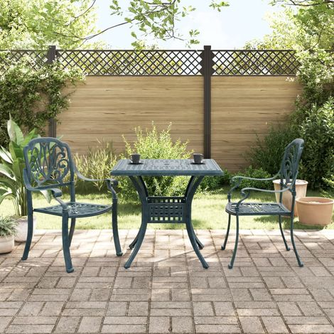 Ensemble de bistro 3 pcs vert aluminium coulé