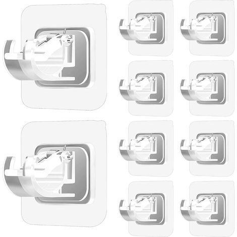 Lot de 10 supports de tringle à rideaux autocollants, sans perçage, pour tringle transparente de moins de 2 cm d'épaisseur. (1/5)