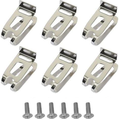 6er-Set Gürtelhaken aus Edelstahl – inklusive Schrauben – kompatibel mit 18-V-Bohrmaschinen – tragbare Elektrowerkzeuge – Silber, 47 x 28 mm (1/5)