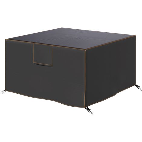 Housse de protection compacte en tissu Oxford 420D pour mobilier de jardin, résistante à l'hiver, imperméable et anti-UV, 125 x 125 x 74 cm, noire (1/4)
